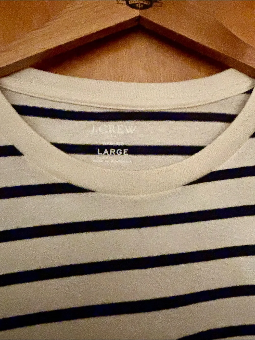 J. Crew White and Navy Striped Long Sleeve Tee